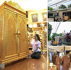 ตู้พระไตรปิฎกสำหรับใส่หนังสือพระไตรปิฎกภาษาไทย 91 เล่ม