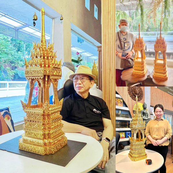 บุษบกไม้สักปิดทอง สำหรับ วางอค์พระพุทธรูป และ พระธาตุ