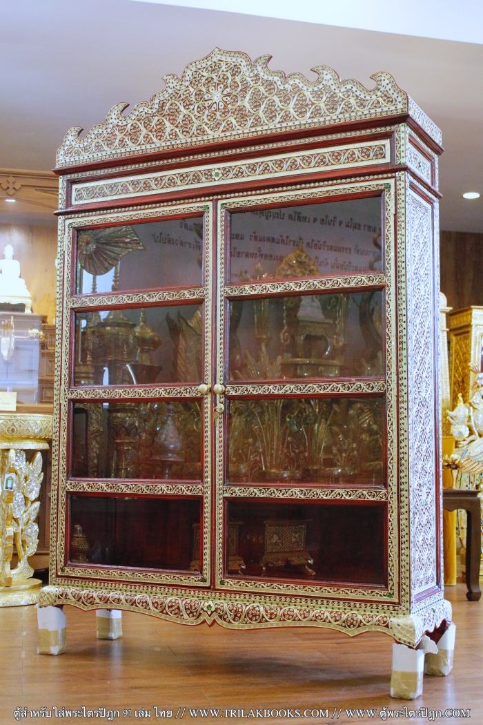 ตู้พระธรรมใส่พระไตรปิฎก91เล่มภาษาไทย