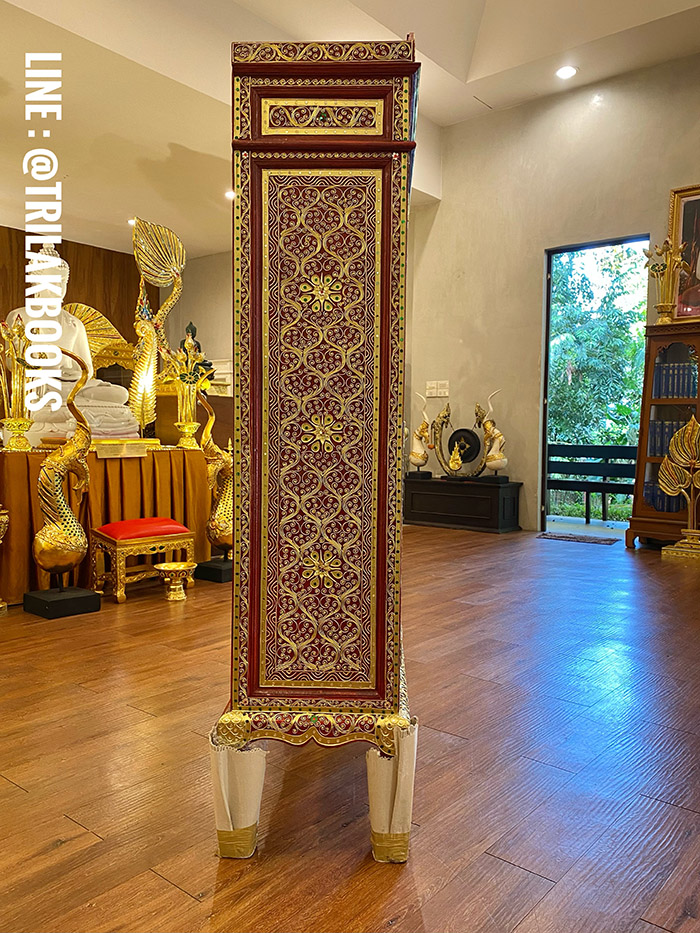 ตู้พระไตรปิฎกสีแดงประดับจั่วด้านบน สำหรับใส่หนังสือพระไตรปิฎก 45 เล่มภาษาไทย
ราคาตู้พระไตรปิฎก 9,500.-