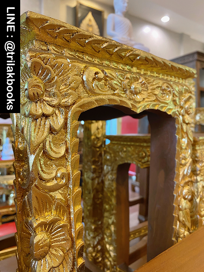 โต๊ะหมู่บูชาพระ หมู่9หน้า10 ไม้แกะสลัก ลายดอกพุดตาล ราคา 52000 บาท
