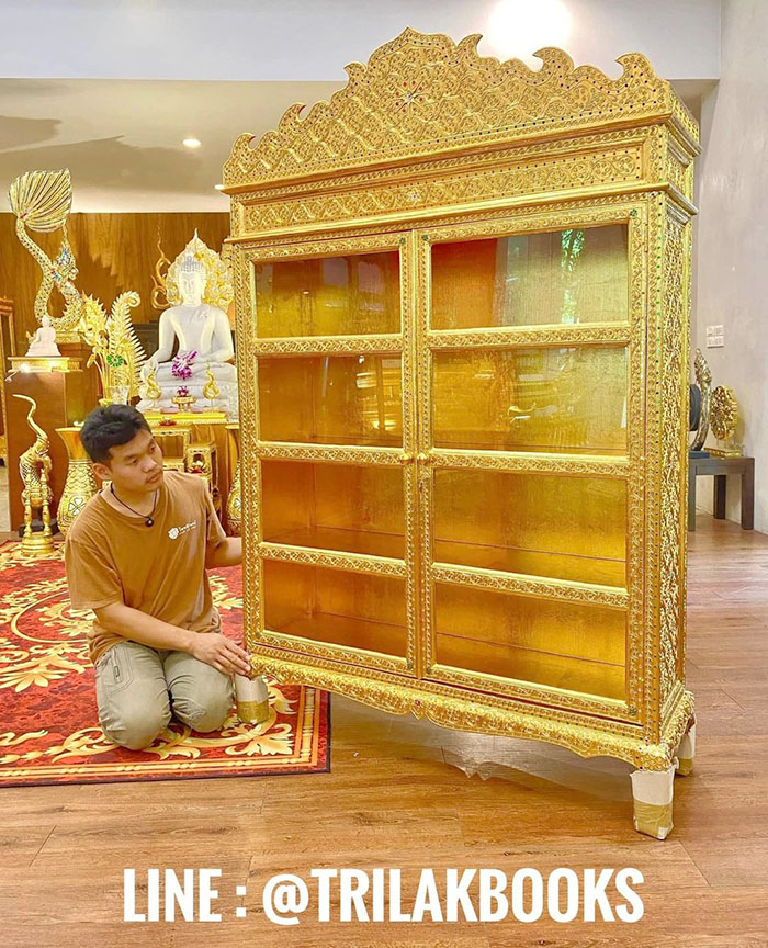ตู้พระไตรปิฎก ปิดทอง สำหรับใส่หนังสือพระไตรปิฎก 91 เล่ม ภาษาไทย ตู้พระไตรปิฎก ปิดทอง สำหรับใส่หนังสือพระไตรปิฎก 91 เล่ม ภาษาไทย