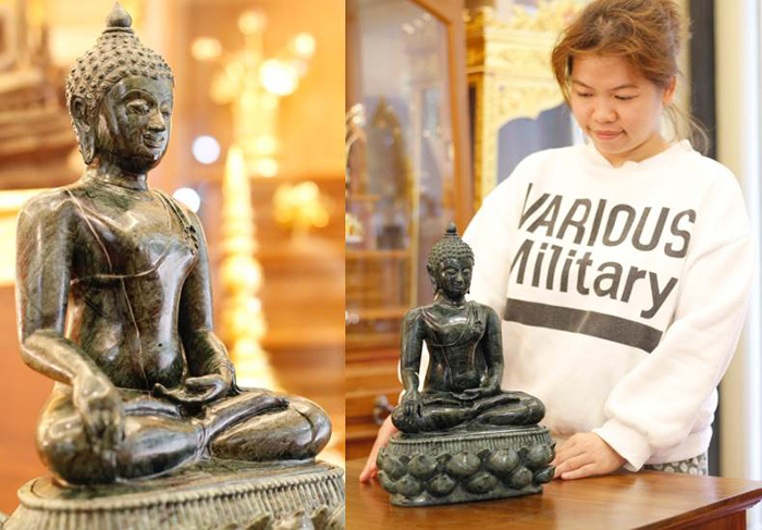 พระพุทธรูปแกะสลัก ปางมารวิชัย (ปางชนะมาร)
ขนาด หน้าตัก 9 นิ้ว แกะสลักจากหินอ่อนเขียวประเทศอินเดีย พระพุทธรูปแกะสลัก ปางมารวิชัย (ปางชนะมาร)
ขนาด หน้าตัก 9 นิ้ว แกะสลักจากหินอ่อนเขียวประเทศอินเดีย